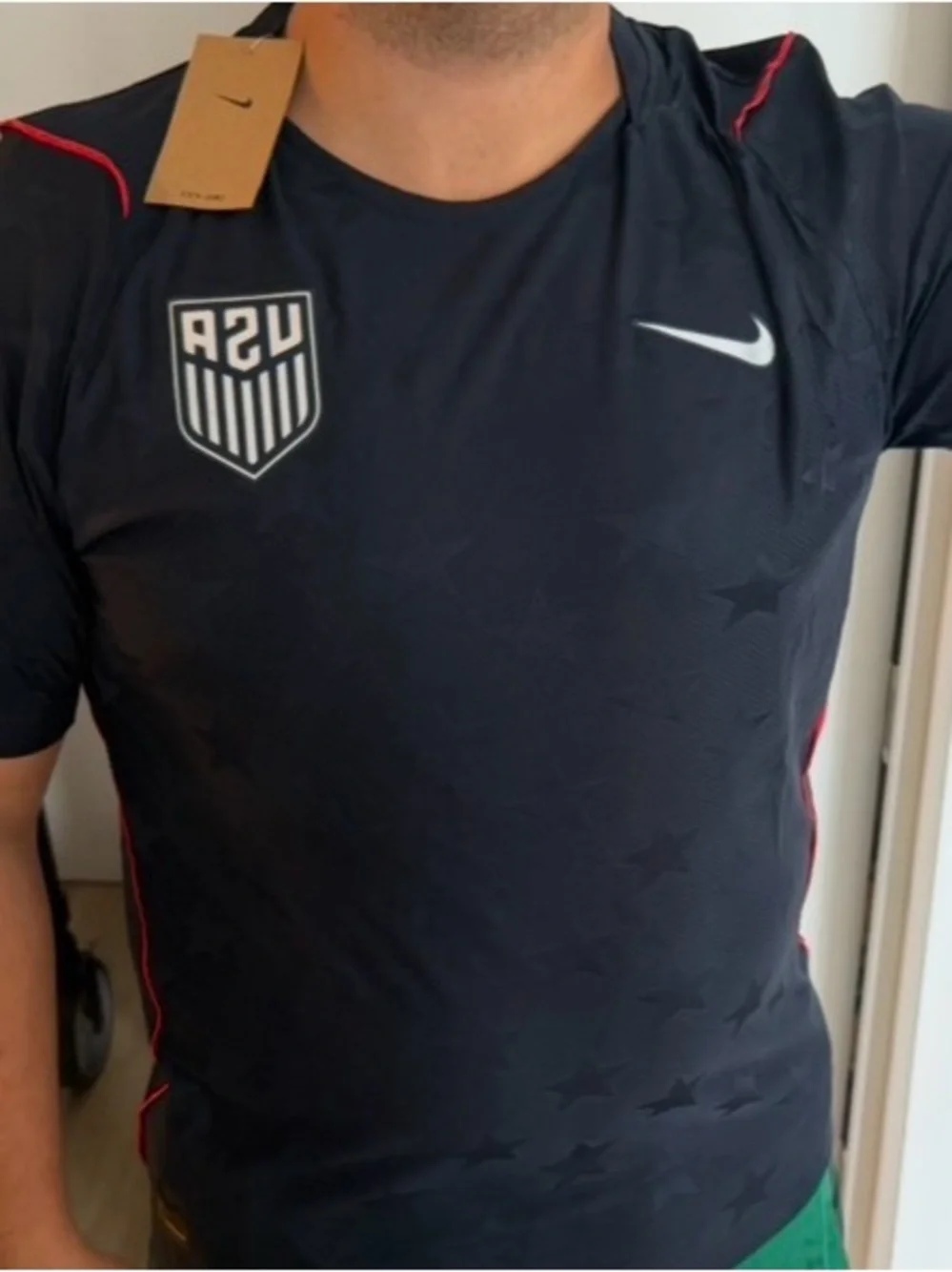 Nike Women's Navy USA Soccer Jersey with White Swoosh
